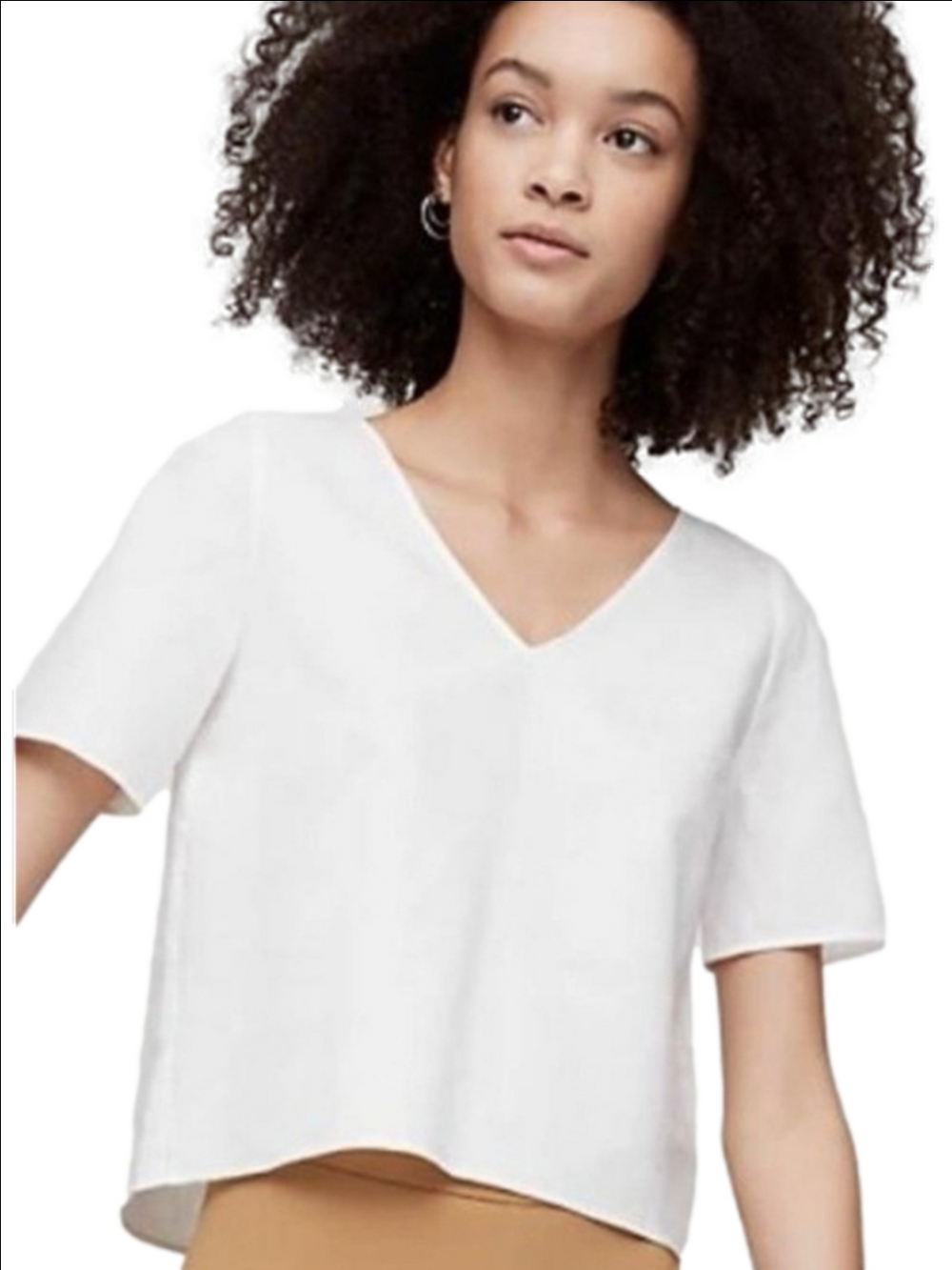 ARITZIA BABATON White v-neck short sleeve Randy Blouse